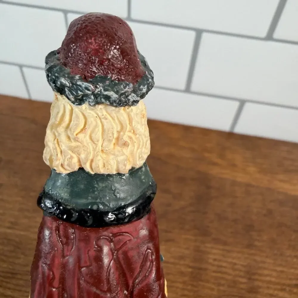 Vintage 1990s Pencil Santa Claus Resin Figurine With Toy Bag